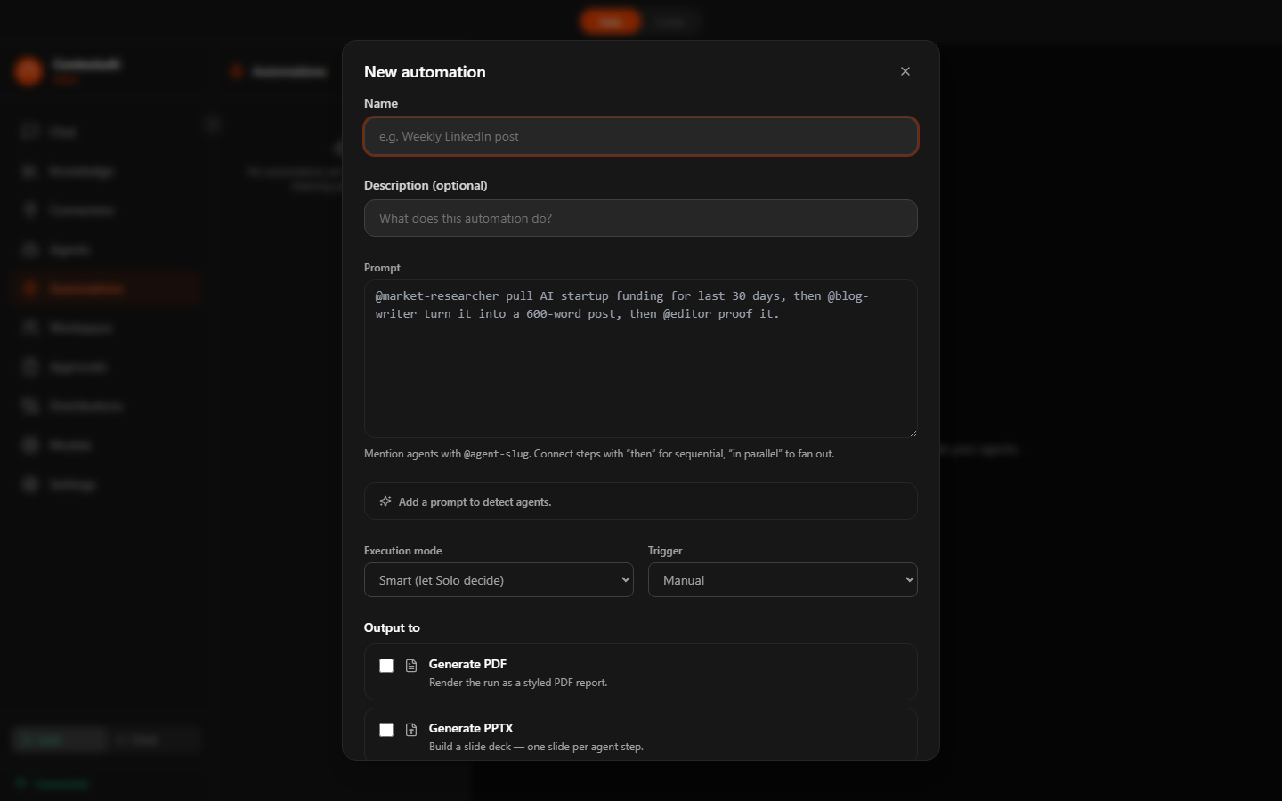Solo — Create Automation
