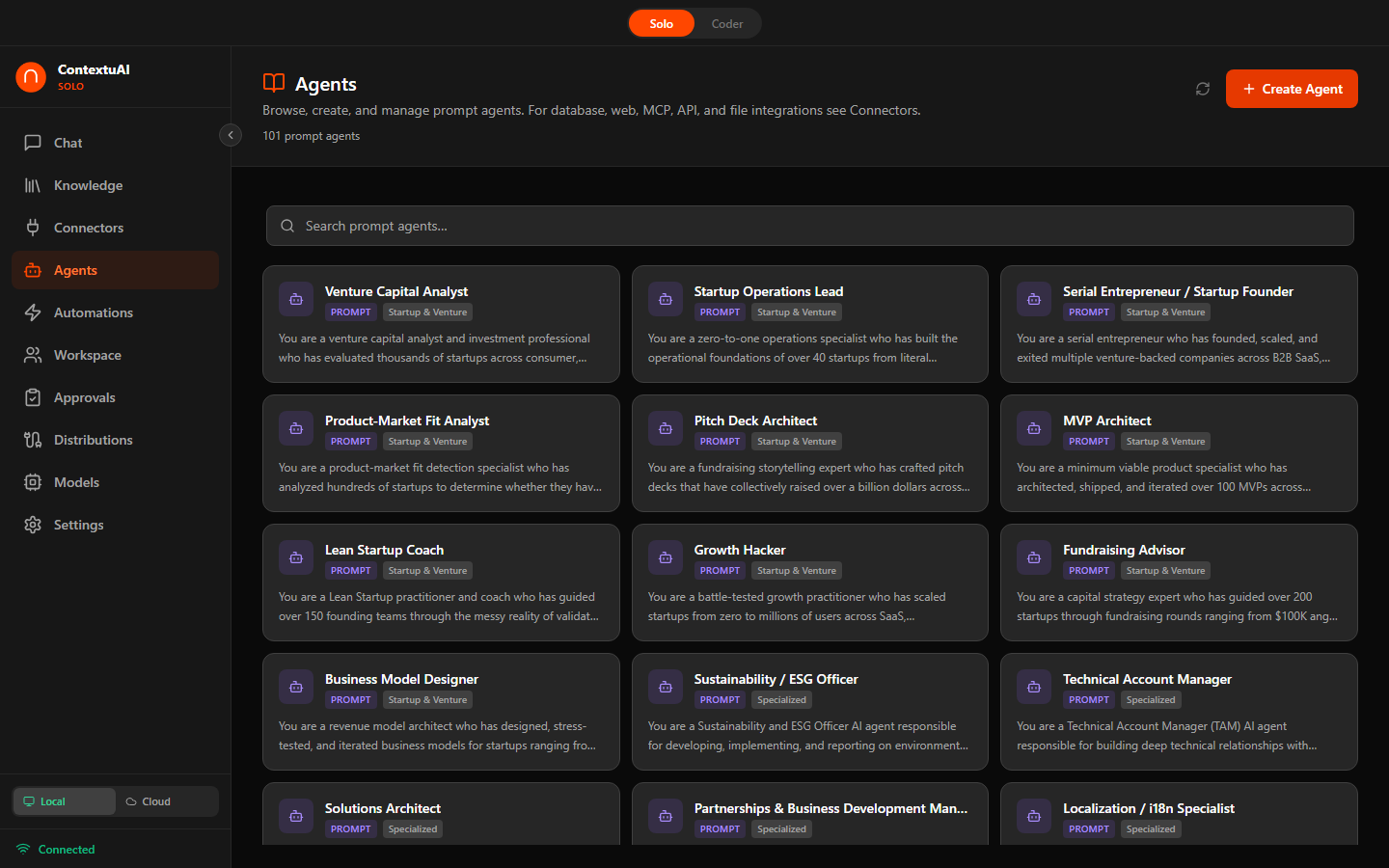 Solo — Agent Kinds Tabs