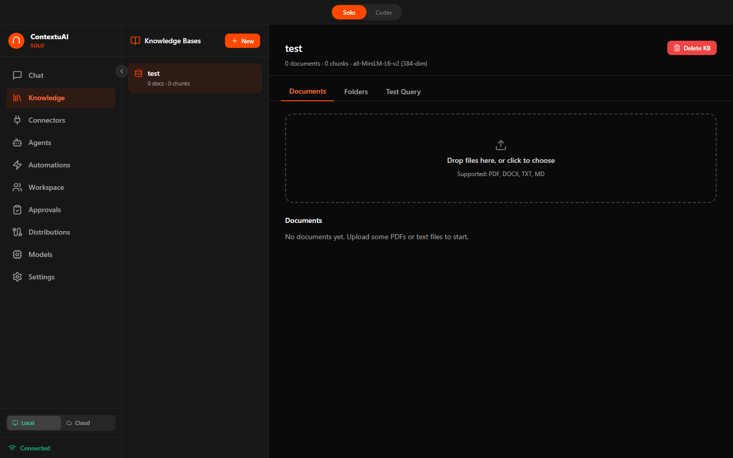 ContextuAI Solo — Knowledge Base with Local RAG